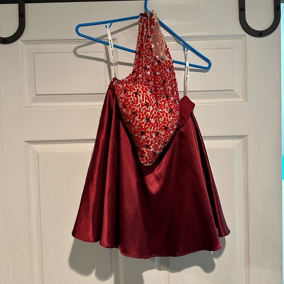 Red Two Piece Dress - Picture 3 of 4